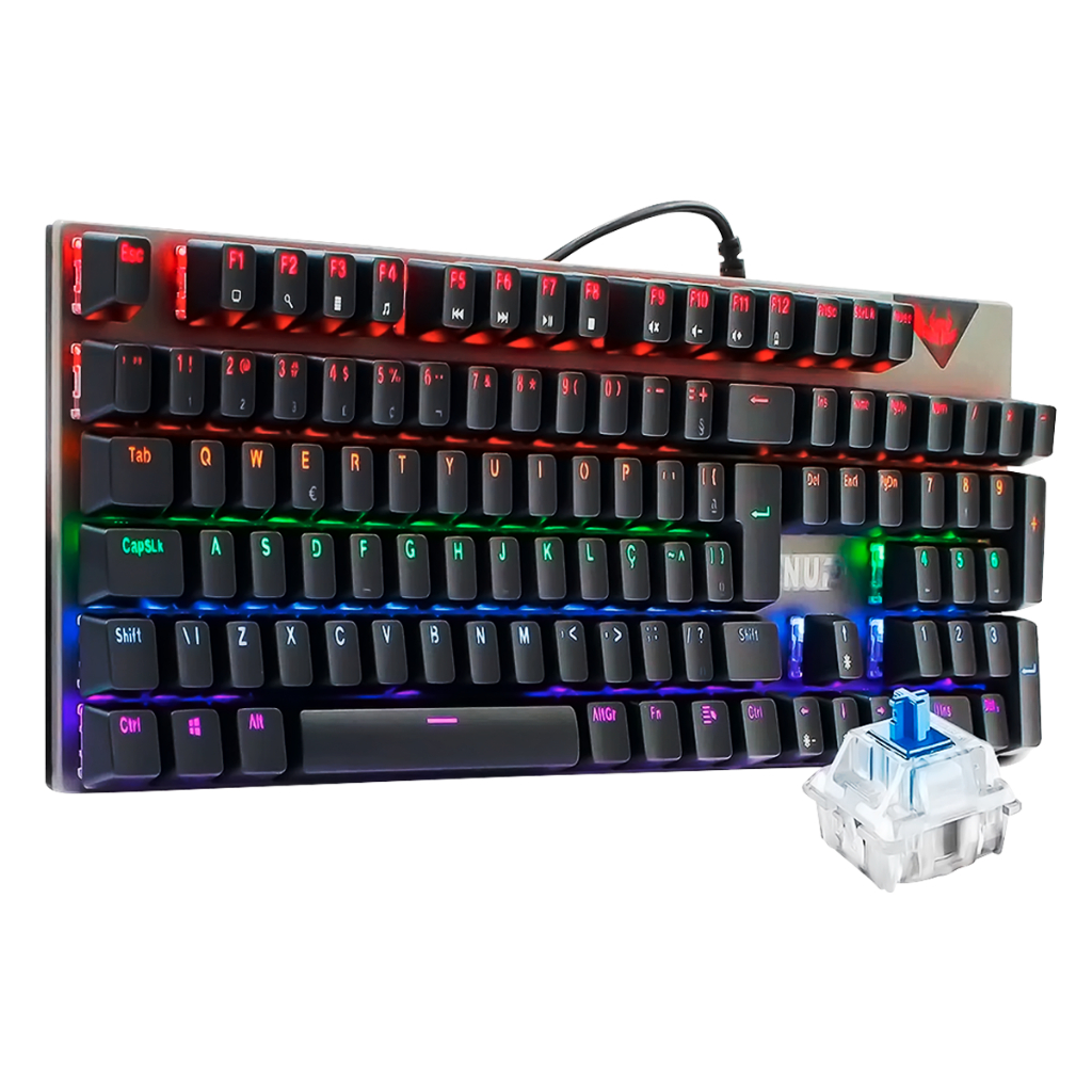 Teclado Mecânico Gamer Rgb Anti-Ghosting Switch Azul Ergonômico
