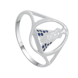 Anel Nossa Senhora Aparecida Prata 925 Com Brilhante Zircônia Joia De Qualidade Elegante Confortavel Estilo Único Acessório Elegante Design Exclusivo Deslumbrante Moderno Delicado Versátil Durável Garantia de qualidade