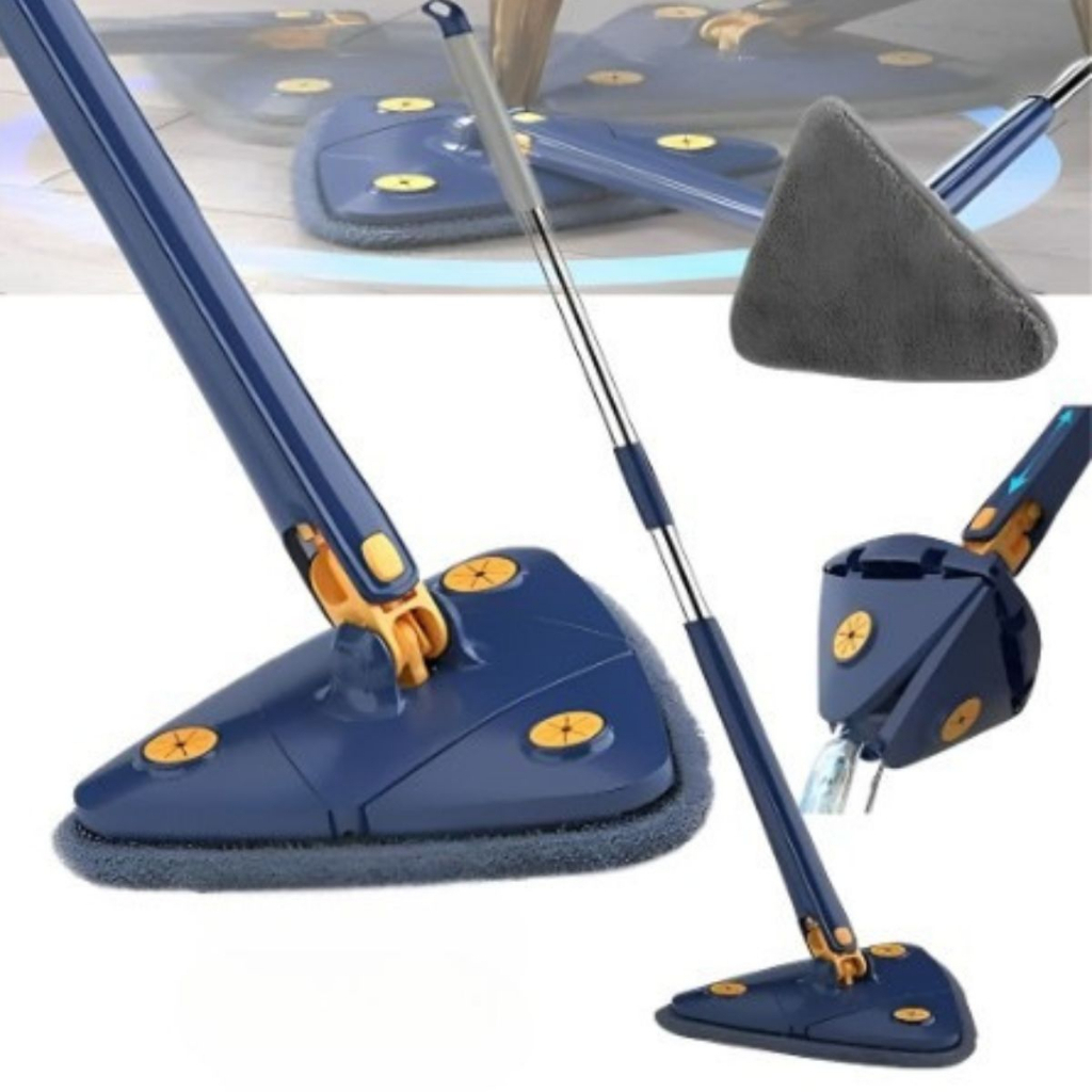 Esfregão Triangulo Mop De Limpeza Ajustável Giratória 360° Rodo Mágico Esfregão Parede Chão Teto