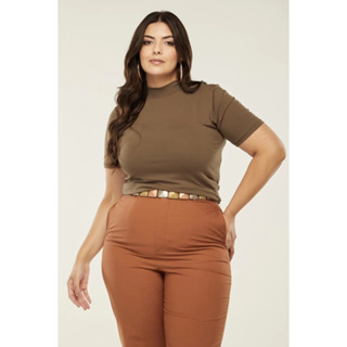 T-SHIRT PLUS SIZE GOLA ALTA ELBA NUDE