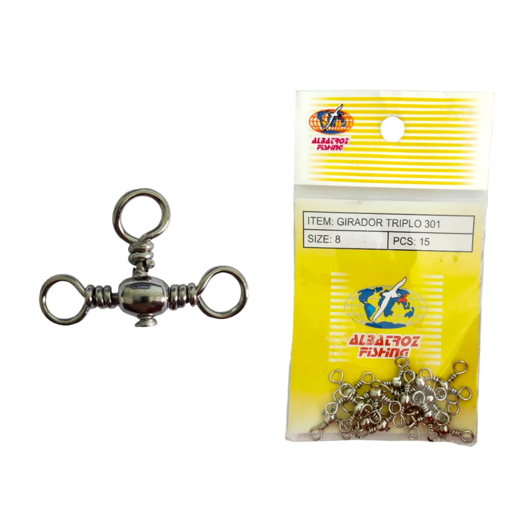 Girador Triplo Albatroz Fishing 303 Níquel Prata - Todos os Tamanhos