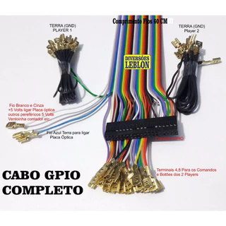 Cabo Gpio de 60cm c/ Terras p/ Raspberry Recalbox Orange Fliperama Arcade
