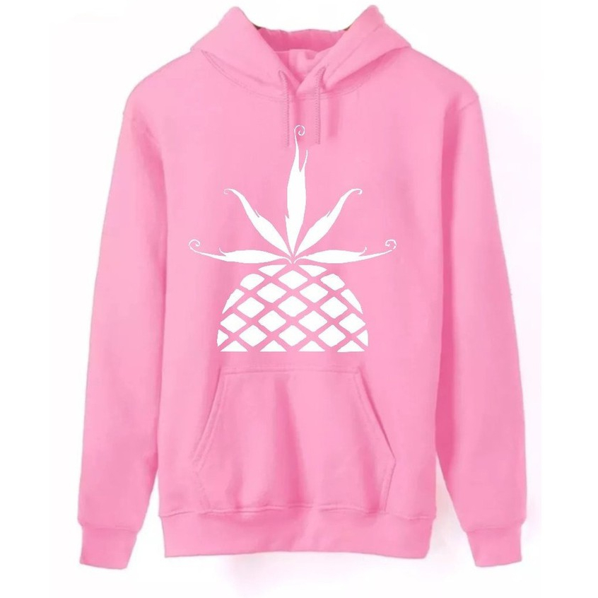 Moletom Pineaple Abacaxi Capuz Blusa De Frio Unissex Rosa