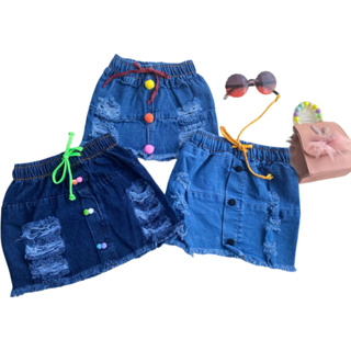 Kit 3 Saia Jeans Infantil Feminino Menina 1 a 5 anos Verão