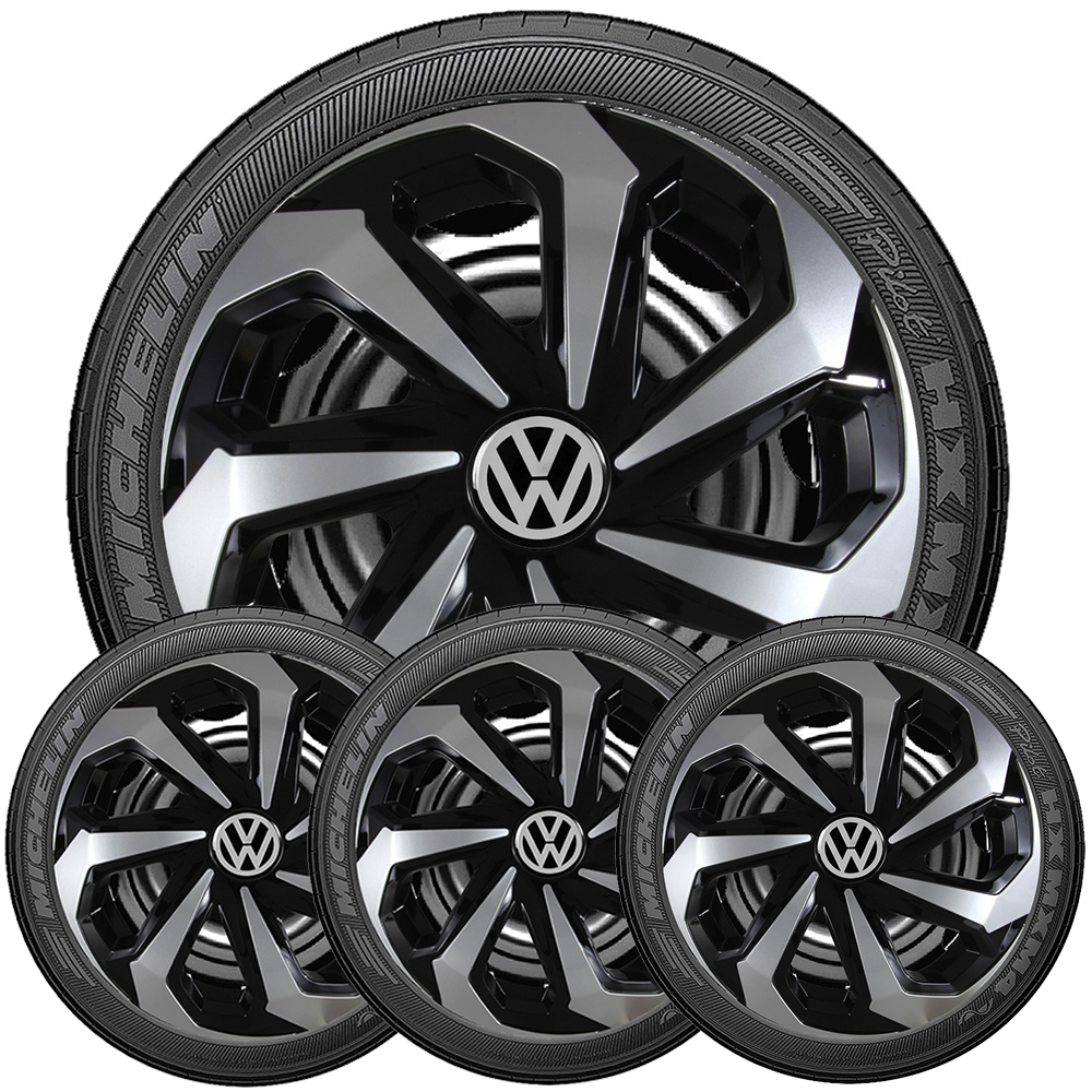 Jogo 4 Calotas Aro 15 Modelo Esportivo Universal Linha Spider Vw Apollo Golf Saveiro Bora Up Golf