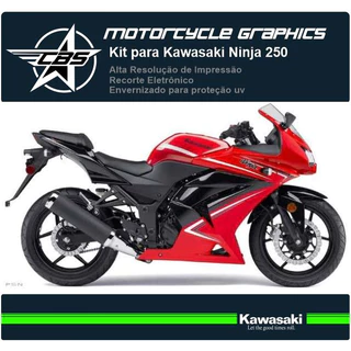 Kit de Adesivos Kawasaki Ninja 250 2012 SE Vermelha Lado Esquerdo