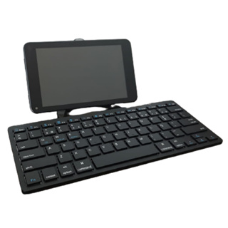 Kit Multimídia Teclado Bluetooth Sem Fio Qwerty com Suporte de Mesa Ajustável Preto Universal