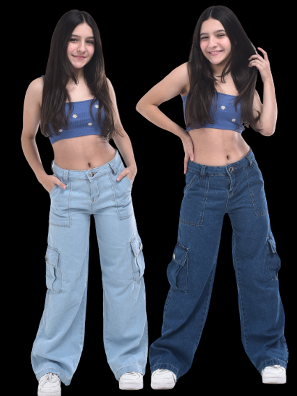 Kit Calça Cargo Jeans Menina blogueirinha Juvenil 10 ao 16 anos