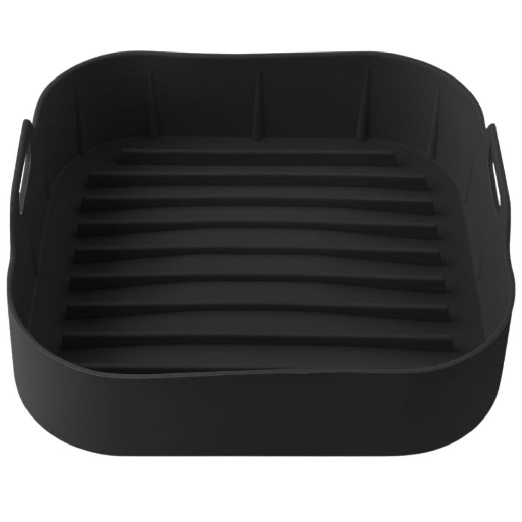 Forma de Silicone Para AirFryer Cozimento Quadrada Preta Air Fry Cesto Fritadeira Elétrica Tamanho Grande