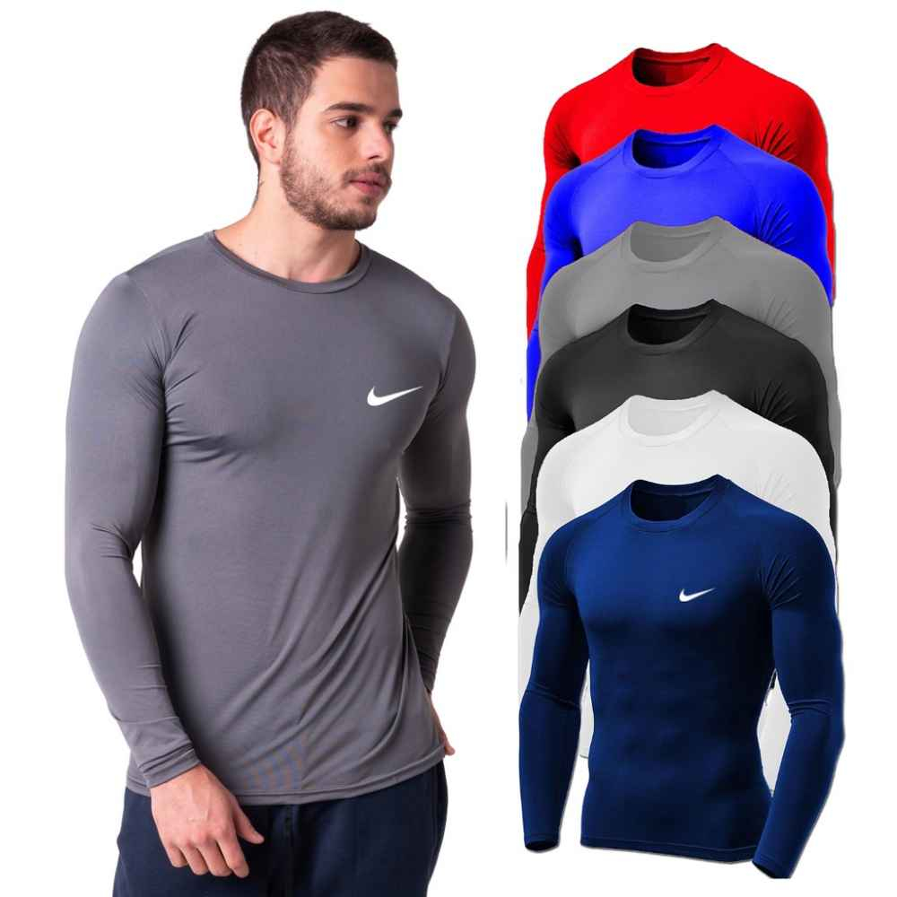 Kit 3 Camiseta Camisa Térmica Segunda Pele Manga Longa Proteção Solar UV  50+ Termica Masculina