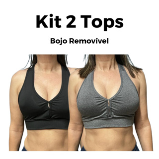 Kit com 2 Top com bojo Removível Feminino Fitness Roupas Para Academia Malhar