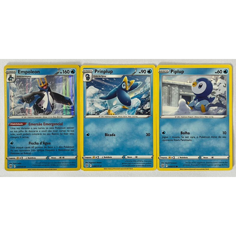 Cartas Pokémon Empoleon + Prinplup + Piplup