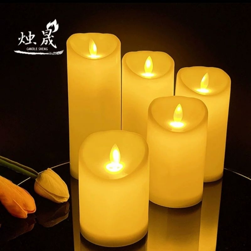Vela Led Amarela Decorativa imita Chama Com Botão Decoração De