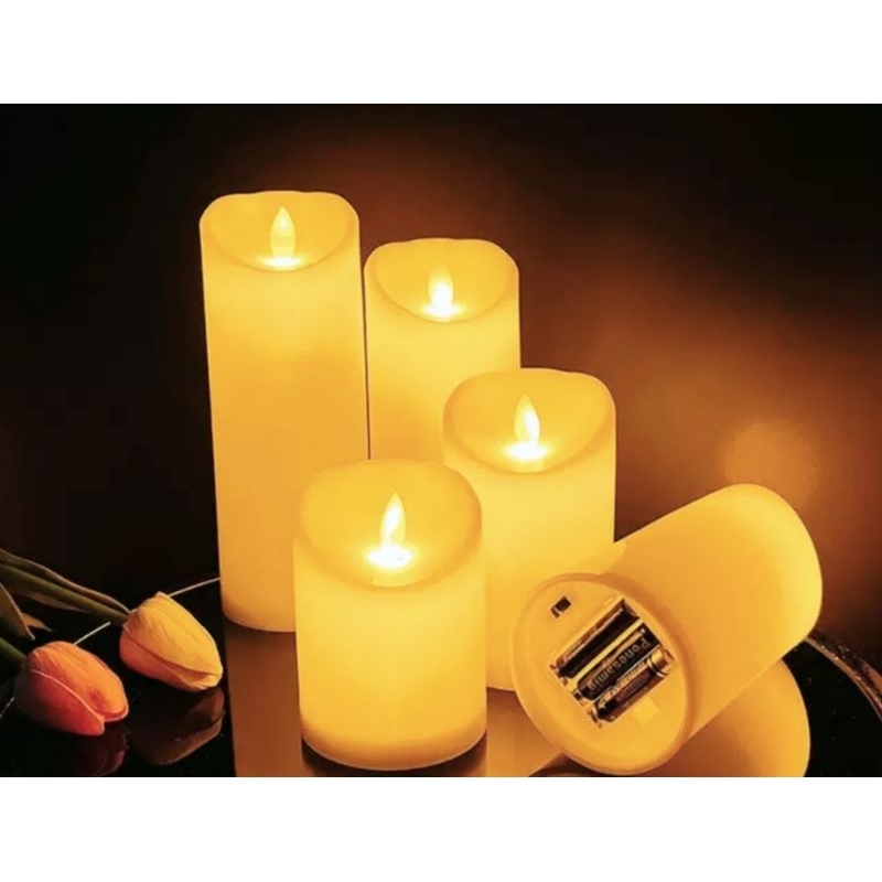 Vela Led Amarela Decorativa imita Chama Com Botão Decoração De