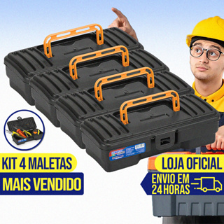 Kit 4 Maleta Caixa de Ferramentas Plástica Grande Completa Organizadora Resistente Eletricistas Pesca Durável Caixa Makita Pro