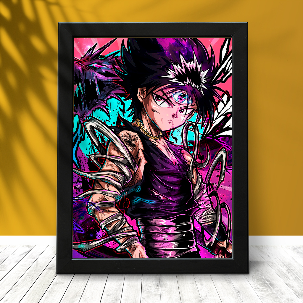 Quadro com Moldura e Acetato Yu Yu Hakusho Anime Decoração Tamanho A4 21x30cm