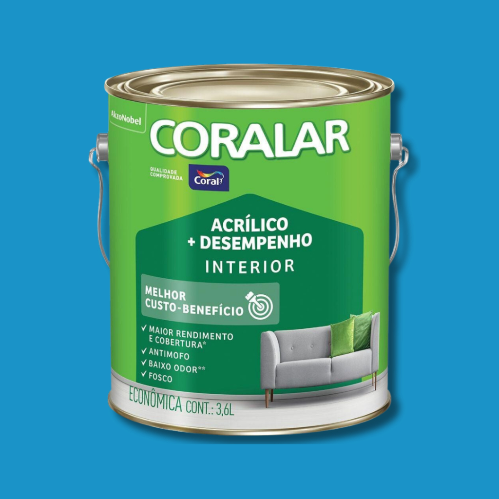Tinta Coral Coralar + Desempenho Acrilico Antimofo 3,6L Azul Oceano ...