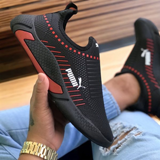 Tênis Em Puma Esportivo Preto Praticar Esportes Caminhada Calce Fácil Sem cadarço