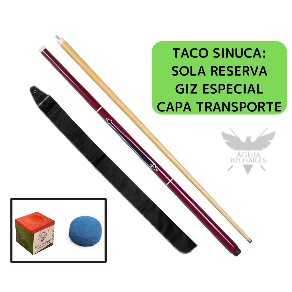Taco Snooker Goiabão Sinuca / Com Sola De Couro + Capa + Giz