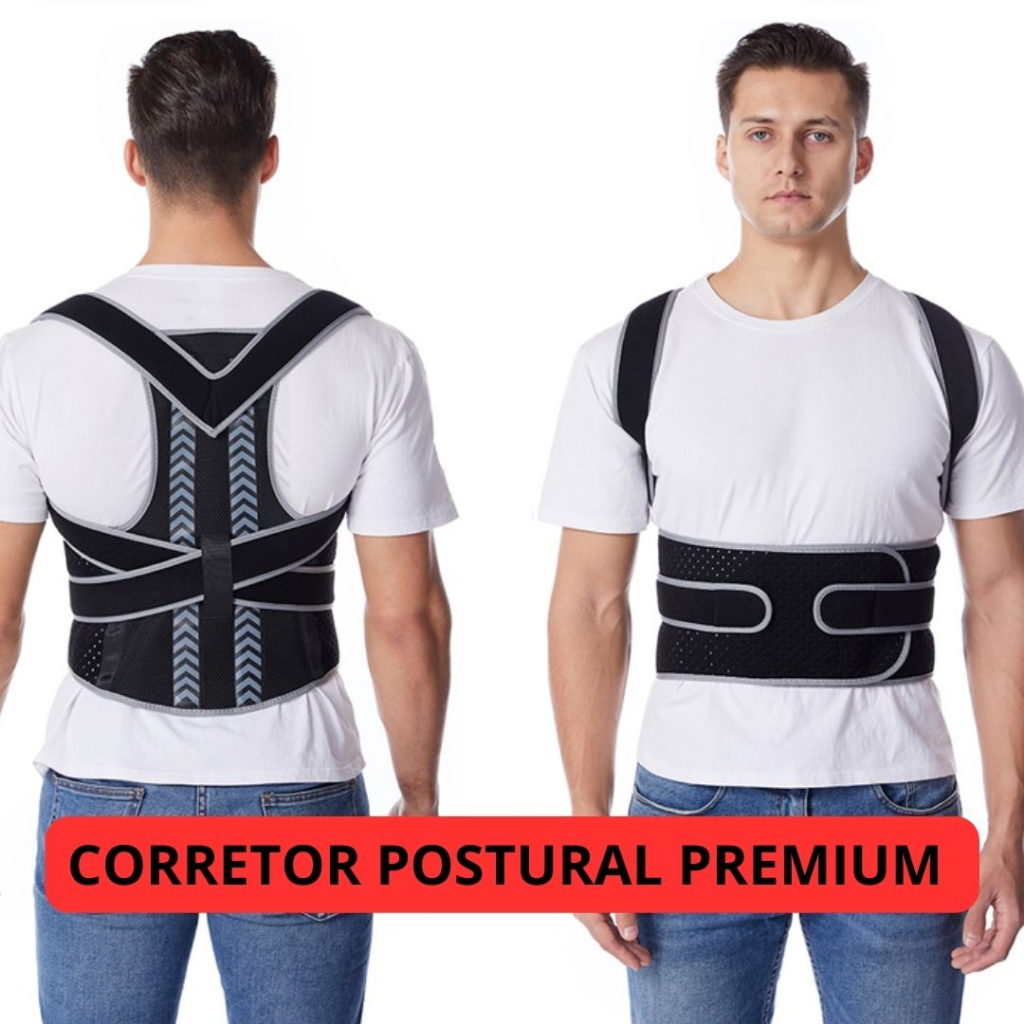 Cinta Corretor Colete Reforçada Postural Coluna Lombar Forte Premium ...
