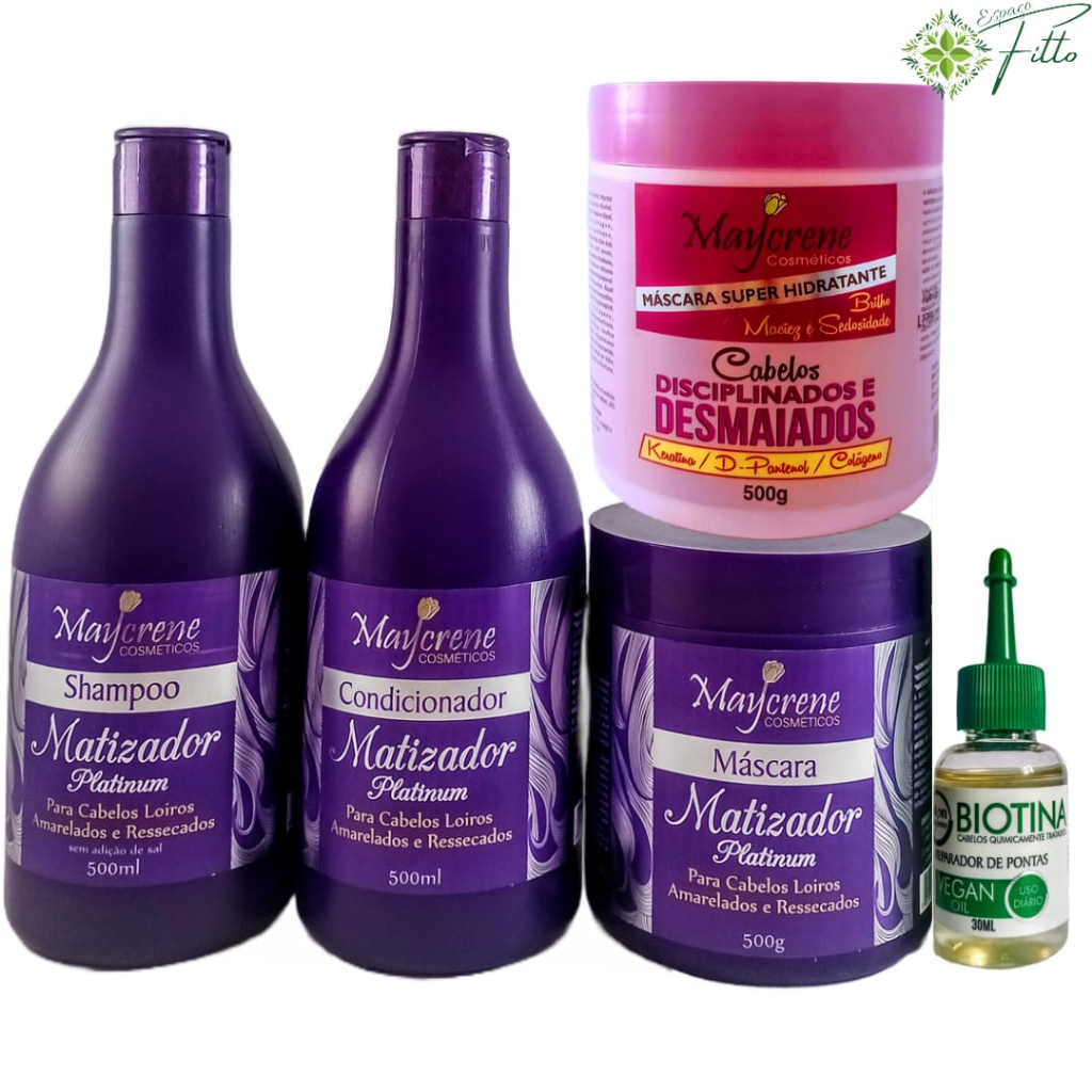 Kit Matizador Platinum+ Máscara Hidratante Desmaia cabelo + Reparador ...