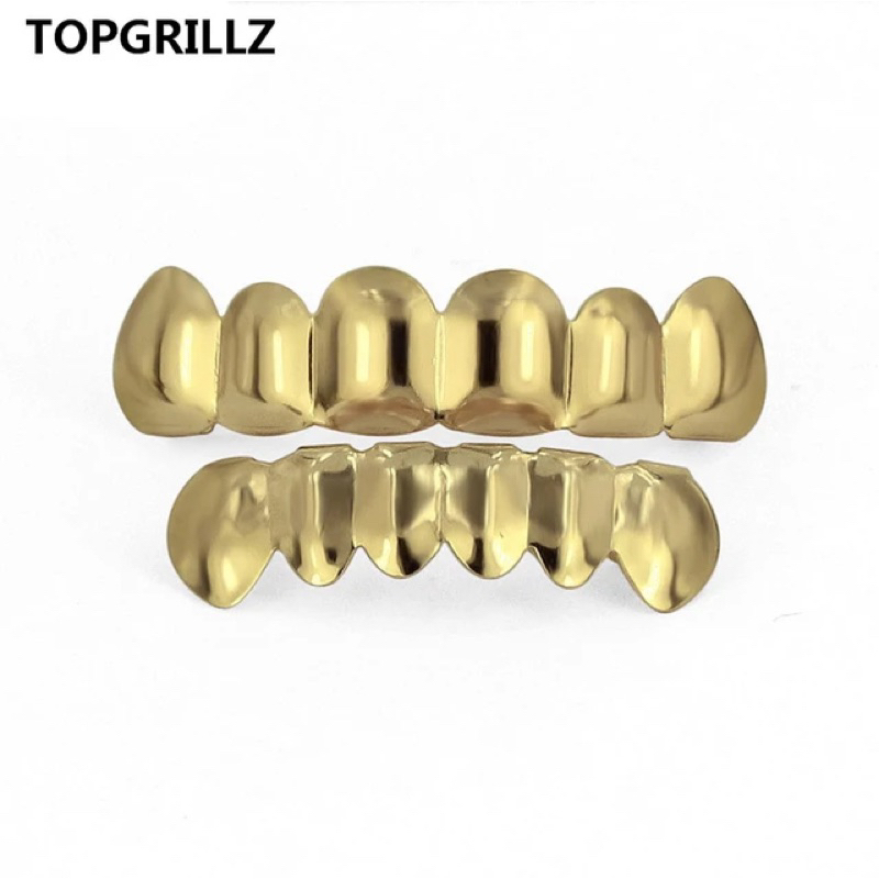 Grillz banhado a ouro e prata, Bootom Groll conjunto com dentes de ...