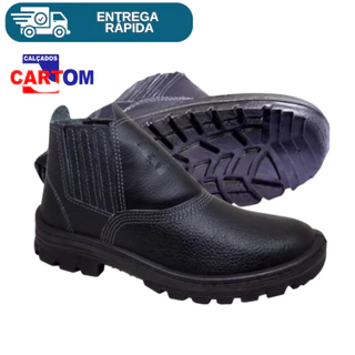 Botina Bota De Segurança Elástico Preta Sem Bico Mono 010 Cartom Para Trabalho Epi