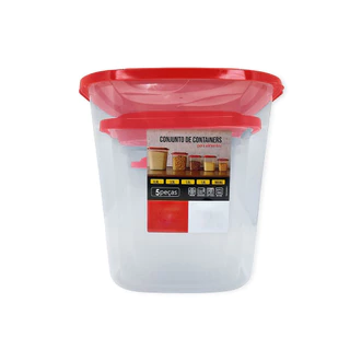 Kit Porta Mantimentos 05 Peças Potinho Porta Alimentos Pote De Arroz Utensilio Casa Cozinha Vermelho