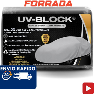 Capa Cobrir Carro Forrada 100% Impermeável UV-BLOCK Protege Sol Chuva Poeira P M G Hatch e Sedan