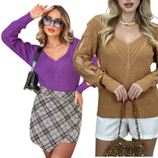 Blusa de Frio Tricô Feminina com Corrente Elegância e Conforto Moda outono inverno