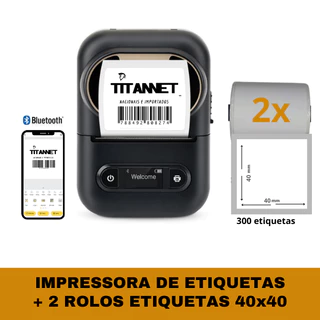 Mini Impressora Bluetooth Portátil 58mm E210 + 2 Rolos de Etiquetas 40x40