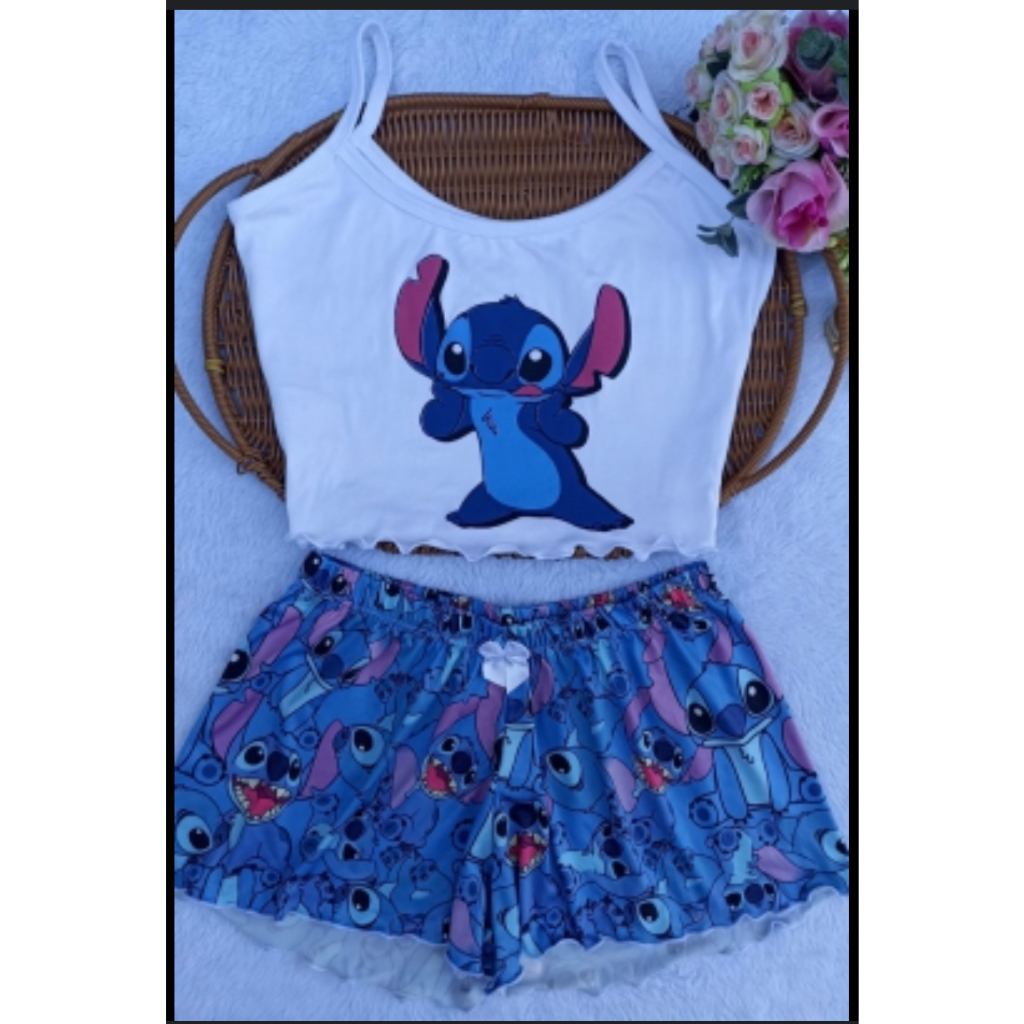 pijama adulto lillo stitch baby doll macio e confortavél em vários tamanhos