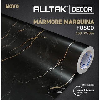 Vinil Adesivo Alltak Mármore Preto Marquina Fosco Para Envelopamento Decorativo Pia, Bancada, Box Cozinha 60cm