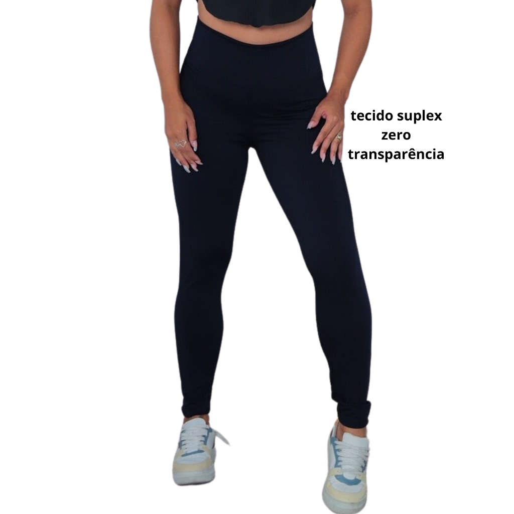 Legging Academia Calça Leg Feminina Fitness Suplex Cós Alto Grossa