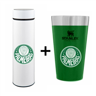 kit Garrafa Térmica Led + Copo Térmico Personalizado time Futebol escudo Brasileirão flamengo botafogo palmeiras cruzeiro