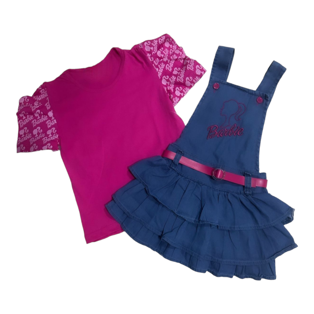 Roupa Menina Da Barbie Jardineira Salopete Infantil