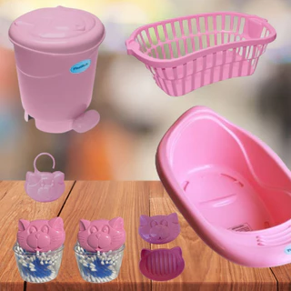 Banho bebe Banheira 22 Litros com Porta algodão lixeira tampa e pedal ssaboneteira baby infantil