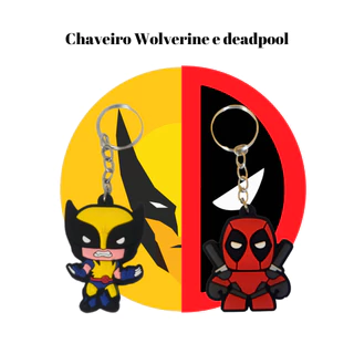 Kit 2 Chaveiros Emborrachados Alto Relevo Wolverine e Deadpool