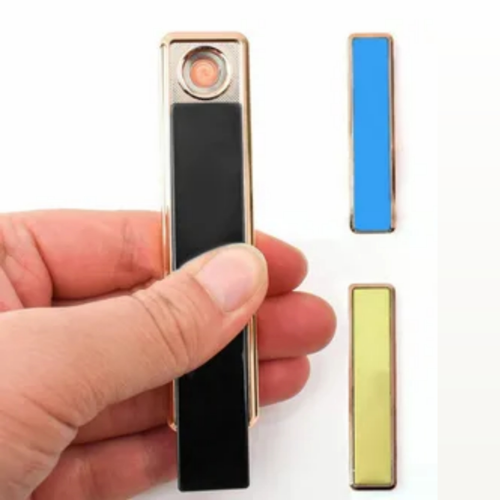 Isqueiro fino usb Eletronico Recarregavel Bateria esqueiro metal Portatil Acendedor Sem Chama Multiuso Elegante