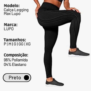 Calça Legging Lupo Original Feminina Legues Academia Leguin Levanta Empina  Bumbum 71502 - Preto