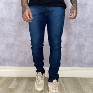 Calça Jeans Masculina Denim Basic Délavé Com Lycra Puídos