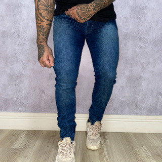 Calça Jeans Masculina Tradicional Skinny Básica Tendência Com Lycra