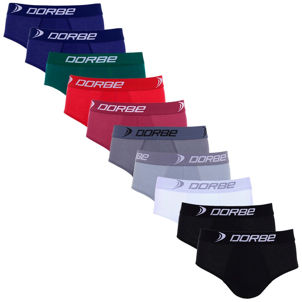 Kit 10 Cuecas Slip 100% Algodão Dorbe Original Masculina Cueca Tradicional Cavada Masculino Adulto Macia Antialérgica