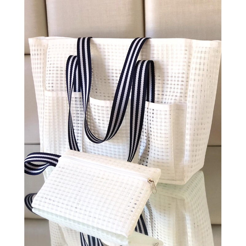 Bolsa de Praia Em Tela Grande e Reforçada - com Necessaire