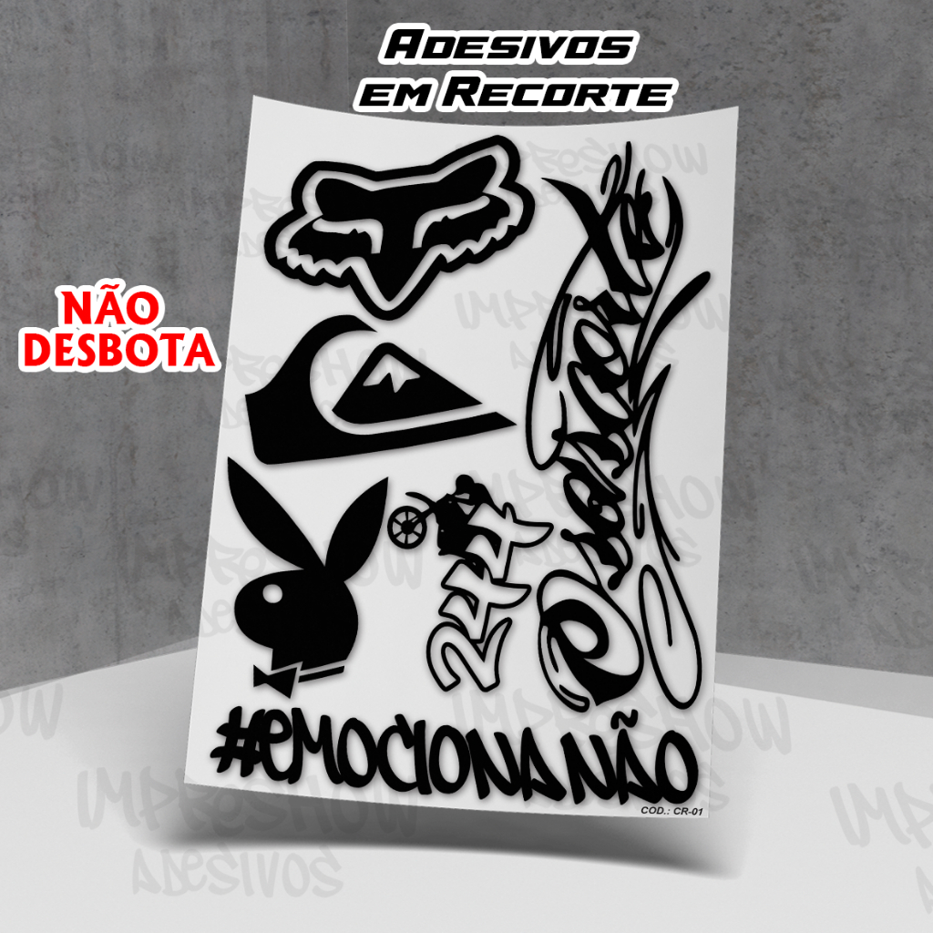 Kit 6 Adesivos Recorte 244 Osascorte Grau Frases CR-01 moto bike carro ...