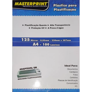 Polaseal A4 220x307 - 100 folhas - Plastico para Plastificacao Pouch Film 0,05