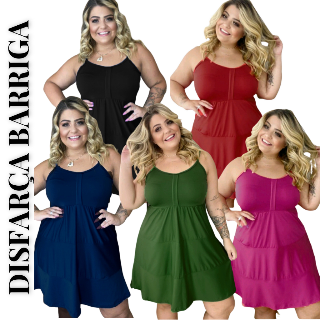 Vestido Soltinho Disfarça Barriga Plus Size Moda Feminina