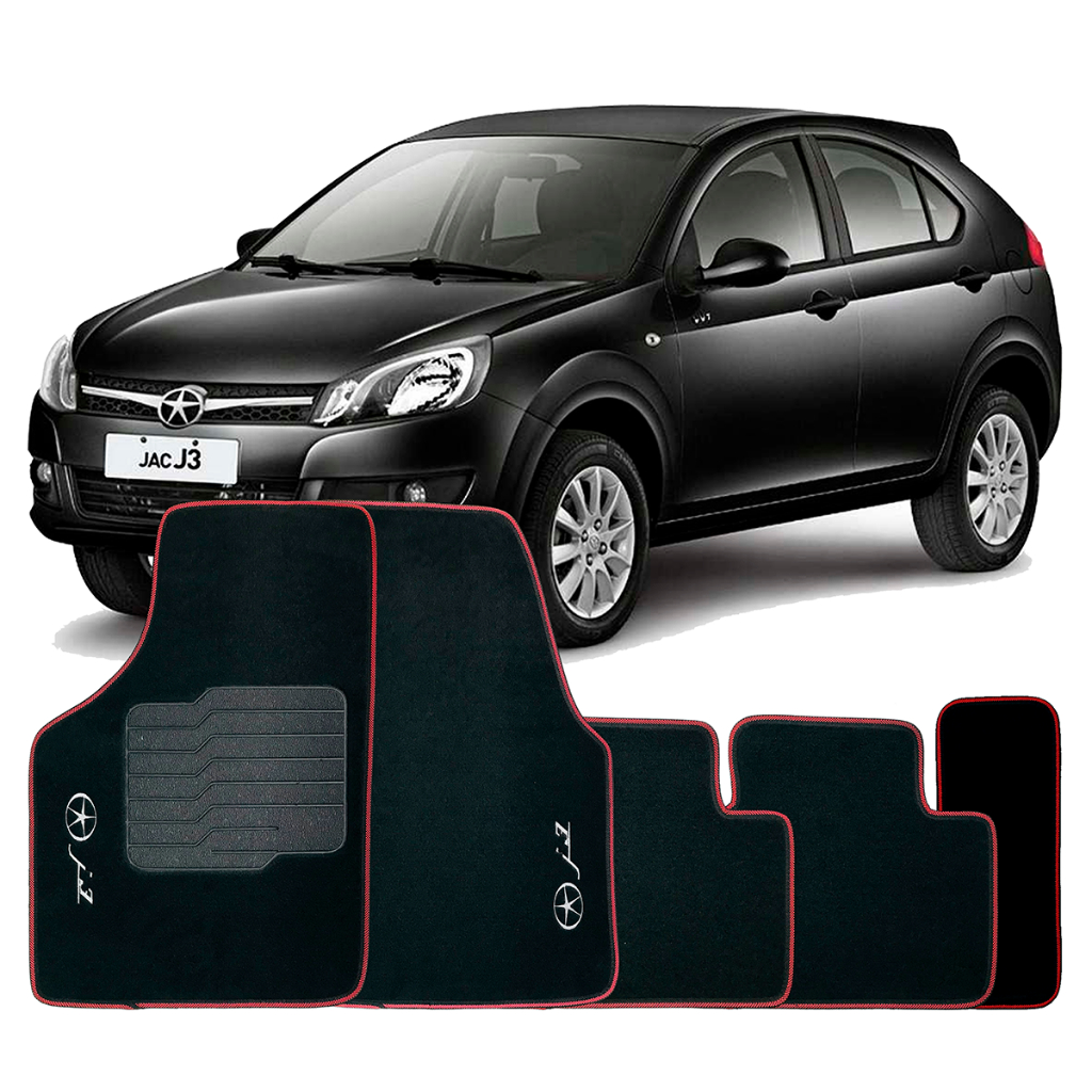 Jogo Tapetes Adaptável Automotivo Jac J3 Carpete Bordado 5 Peças
