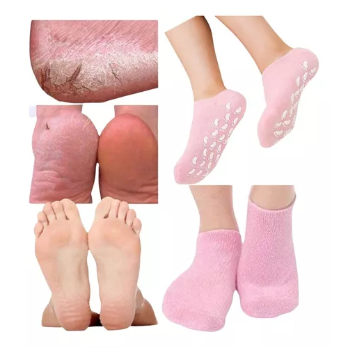 Meias gel Spa Dos Pes Par Meia Gel Esfoliante Tratamento Ressecamento