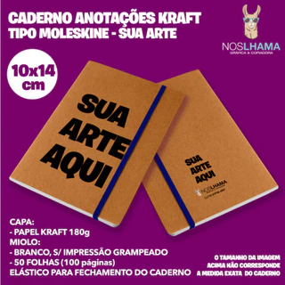 CADERNO ANOTAÇÕES KRAFT TIPO MOLESKINE 10X14 SUA ARTE / PERSONALIZADO
